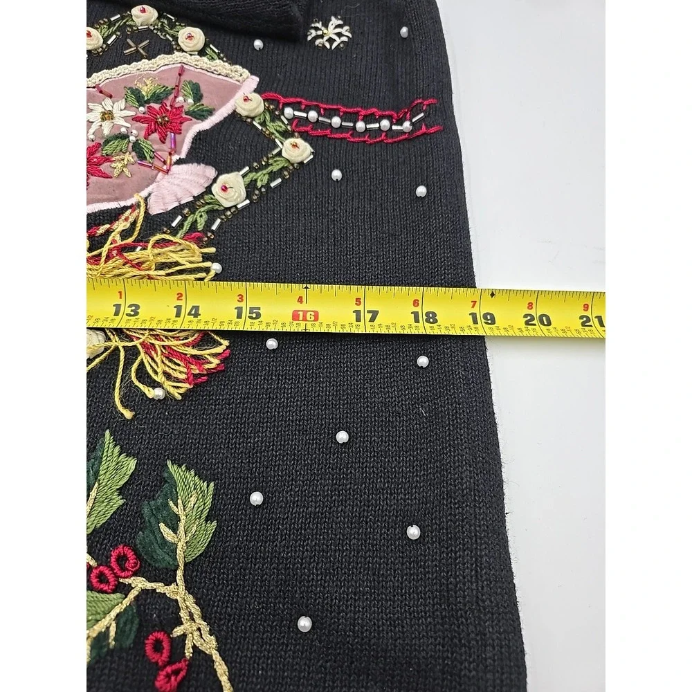 Victoria Jones Fall VTG Embroidered Ugly Christmas Sweater Beaded Woman S - Picture 9 of 12